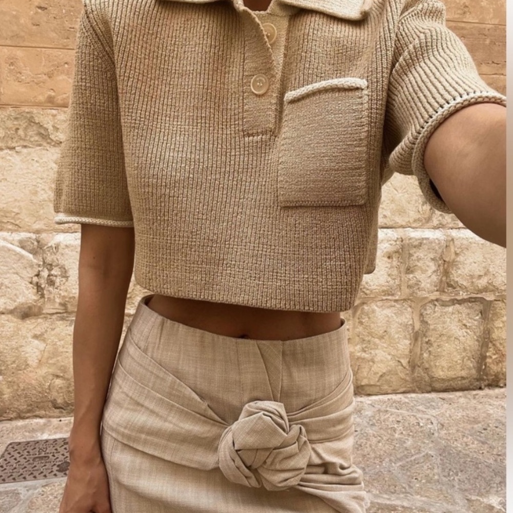 ZARA NWT - LIMITED EDITION Floral Tan/Beige Mini Skirt | Size Large